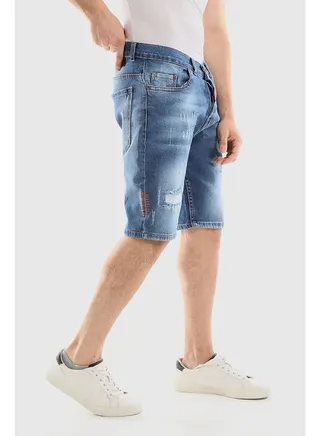 Splatter Pattern Ripped Light Washed Jeans Shorts 