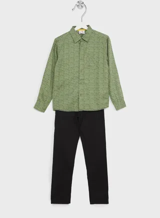 Boys Printed Shirt And Pant Set 