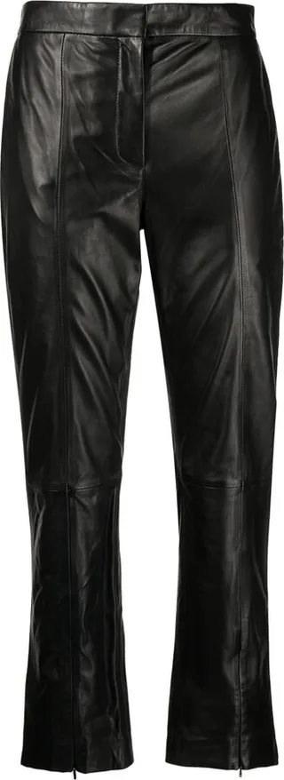 Mid-Rise Leather Trousers