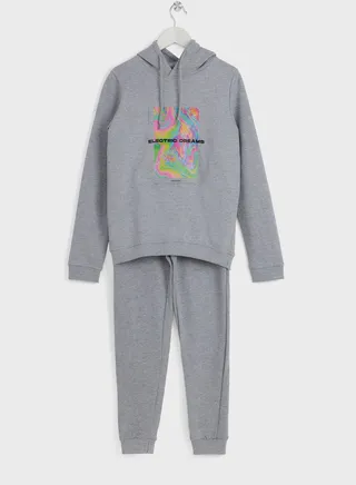 Boys Graphicl Printed Hoodie And Jogger Set 