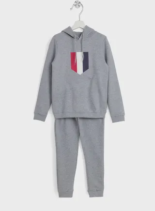 Boys Casual Printed Hoodie And Jogger Set 