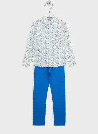 Boys Printed Shirt And Pant Set 