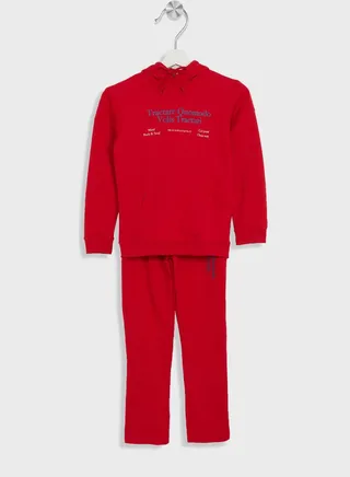 Boys Printed Hoodie And Piping Jogger Set 