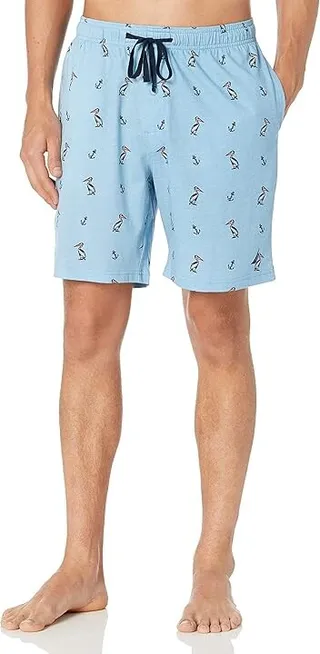Nautica Men's Soft Knit 100% Cotton Elastic Waistband Sleep Lounge Short (Porthole Blue) Pajama