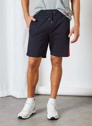 Colourblock Logo Cotton Terry Shorts Desert Sky 