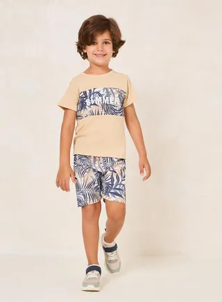 Tropical Print T-Shirt & Shorts Set 