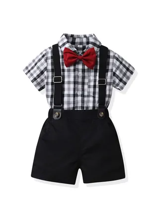 New Short Sleeved Shirt Belt Shorts Two-Piece Set 
