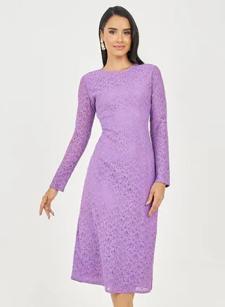 All Over Lace A-Line Midi Dress 