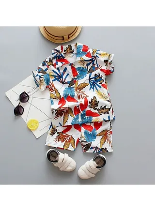 New Children's Short Sleeved Shirt Two-Piece Set 
