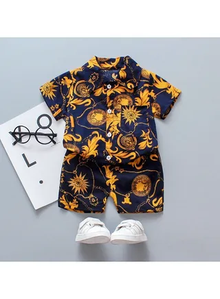 New Children's Short Sleeved Shirt Two-Piece Set 