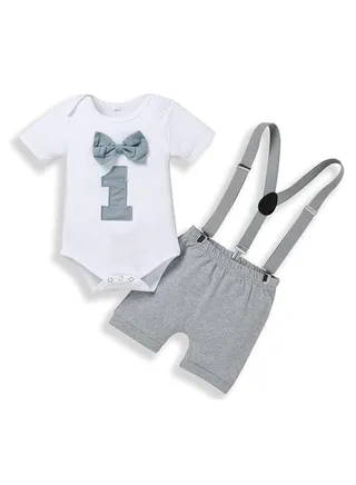 Baby Boys First Birthday Outfit, Baby Boy Cake Smash Outfit, Suspender and Bloomers Set for Baby Boys 1st Birthday, First Birthday Outfit, Size 80cm 