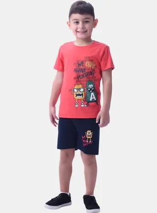 Cartoon Graphic T-Shirt & Shorts Set 