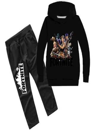 Fortnite Printed Hoodie And Pants Set Black 