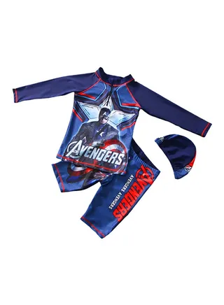 3-Piece Kids Captain America Swimwear Set Multicolour 