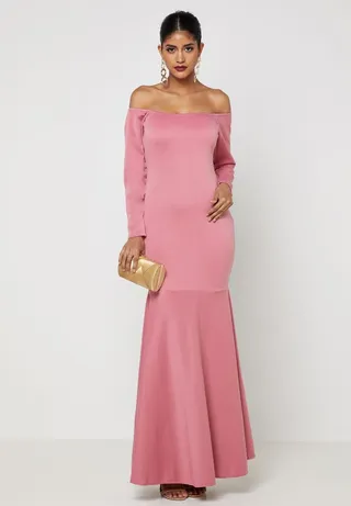 Bardot Fishtail Maxi Dress Pink 