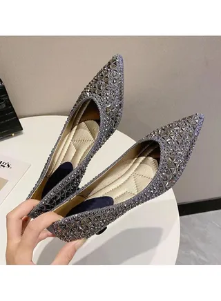 Pointy Toe Glitter Crystal Fashion High Heeled Shoe 