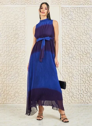 Sleeveless Halter Neck Aline Maxi Dress 