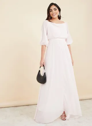 Self Tie Belt A-Line Maxi Dress 
