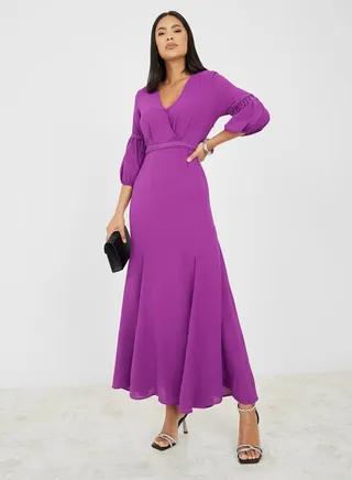 Braided Trim Detail A-Line Maxi Dress