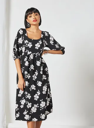 Amar Floral Print Dress Black 
