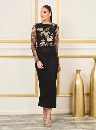 Sequin Detail Embellished A-Line Mermaid Dress