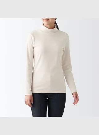 Stretch Ribbed Turtle Neck Long Sleeve T-Shirt