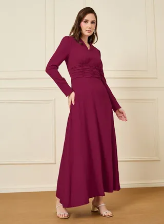 Gathered Waistband Detail Maxi Dress 