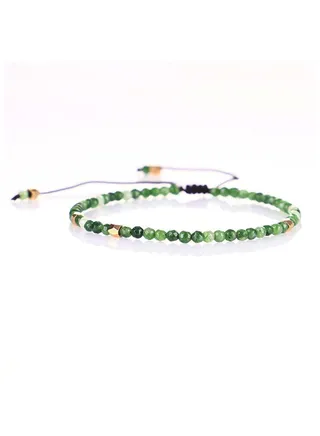 Fashion simple 3mm faceted lapis lazuli tiger eye bracelet gold alloy beads adjustable string 