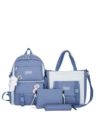 School Backpack Set of 4 Pieces for Girls/Boys School Bag Set with Shoulder Bag Handle Bag, Sling Bag and Pencil Bag 4 in 1 Waterproof School Backpack Set 
