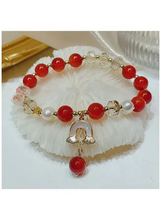 Delicate microset rainbow pearl strand 