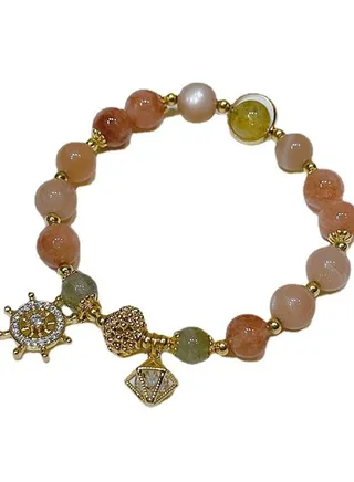 Sunstone female korean version of the exquisite micro-set boat rudder hand jewelry 
