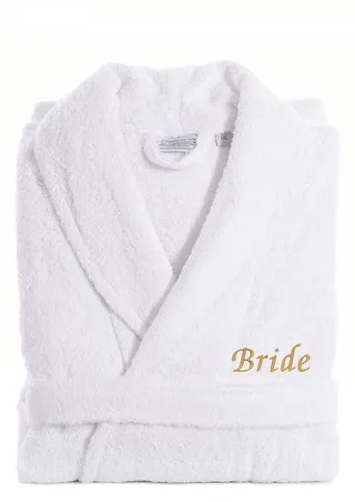 Gold Embroidered 'Bride' Terry Bathrobe