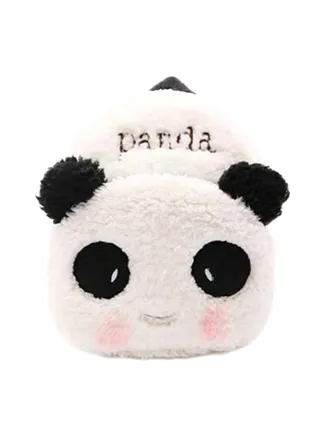 Early Education Cartoon Plush Backpack White/Black 