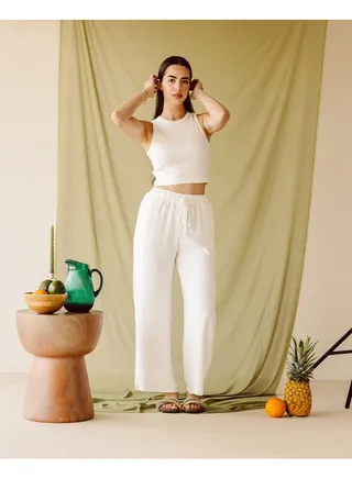 White Flowy Pants 