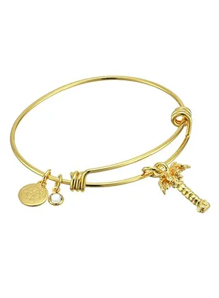 Palm Tree Charm Brass Bangle 