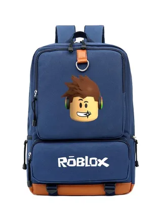 Roblox Printed Student Backpack Blue/Brown/Beige 