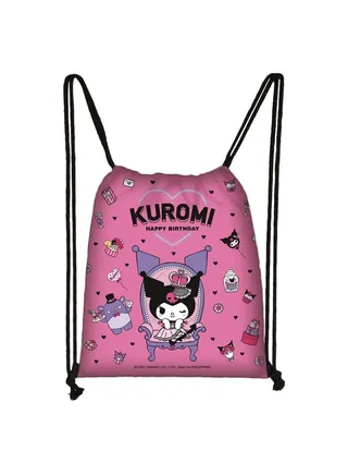 Sanrio Kuromi Adjustable Drawstring Training Sports Backpack Drawstring Pocket Storage Bag 