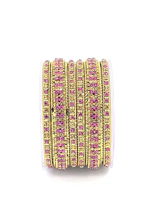 GOHONA Colorful Bangle Collection Beautifully Designed Indian Bollywood Style Alloy Metal Bangles for Kids Teenagers and Women 