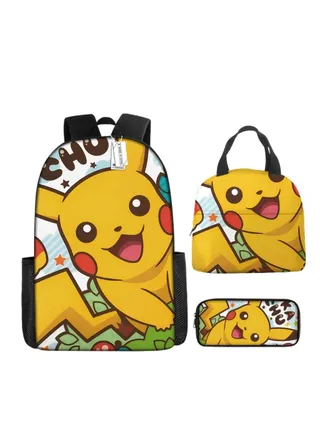 Pocket Monster Pikachu Pattern Backpack Bookbag For Kid School Student Traveling Birthday Gift 17 inch 