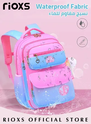 Kids Backpack Little Girls Cute Personalized Book Bags for Elementary School Lightweight Resistant Big Travel Daypack with Free Pen Case and Stick Badge 