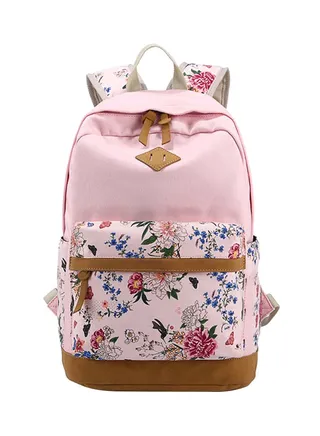 Fashion Printed Zipper Kids Backpack Pink/Brown/Green 