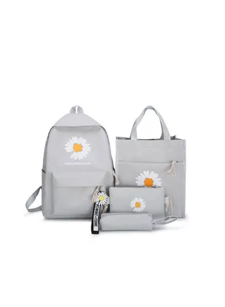 4-piece Schoolbag Set Grey 