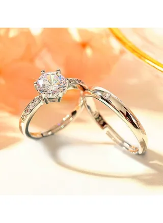 Open Row Diamond Ring Ring White Pair Ring 