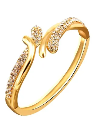 Alloy 18 K Gold Plated Rhinestone Studded Bangle Bracelet 