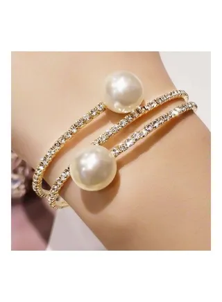 Women's Multi-layer Winding Imitation Pearl Rhinestone Bracelet 