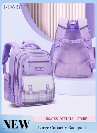 Large-Capacity Sweet Backpack Girl'S School Travel Spine Protection Decompression Waterproof Multi-Pocket School Bag 