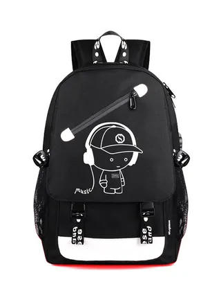 Printed Kids Backpack Black/White 