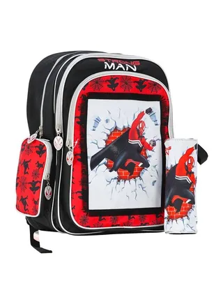 2-Pieces Strong Man School Backpack and Pencil case 