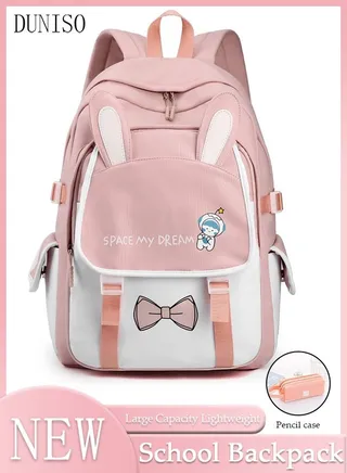 Lightweight Girl's School Backpack with Pencil Case Waterproof Book Bag with Compartments for Teen Girl Kid Students Elementary Kids' School Bag With Large Capacity 