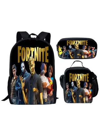Brand Fortnite style J school season new product Fortnite schoolbag teenager campus backpack Messenger bag pencil case three-piece set 
